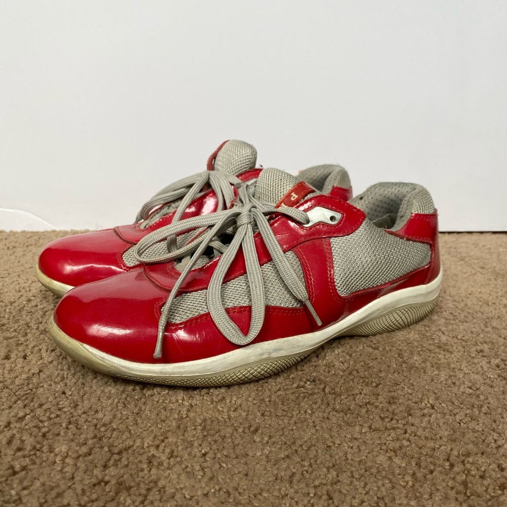 Prada America's Cup Patent Leather Sneakers.